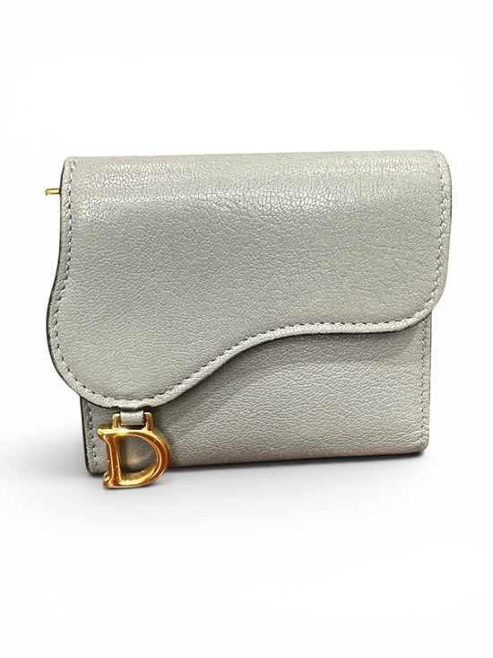 Dior Handbags - Christian Dior Saddle Lotus Wallet Gray Calfskin Gold D Hardware Compact Wallet